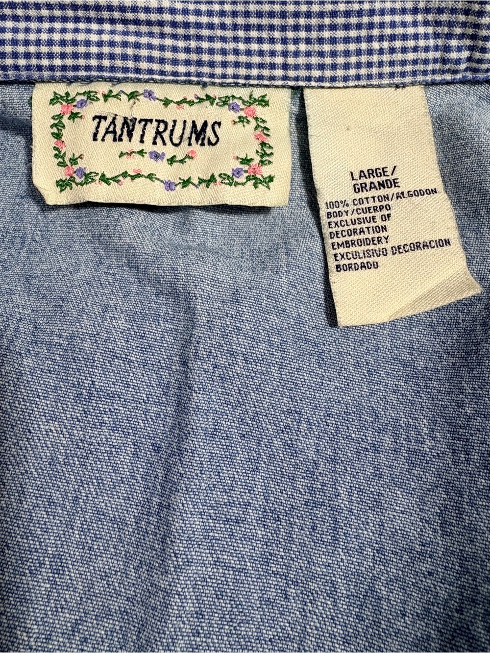Vintage Tantrums Cat Appliqué Denim Jacket Large Artsy Quilted Patchwork - Picture 7 of 12
